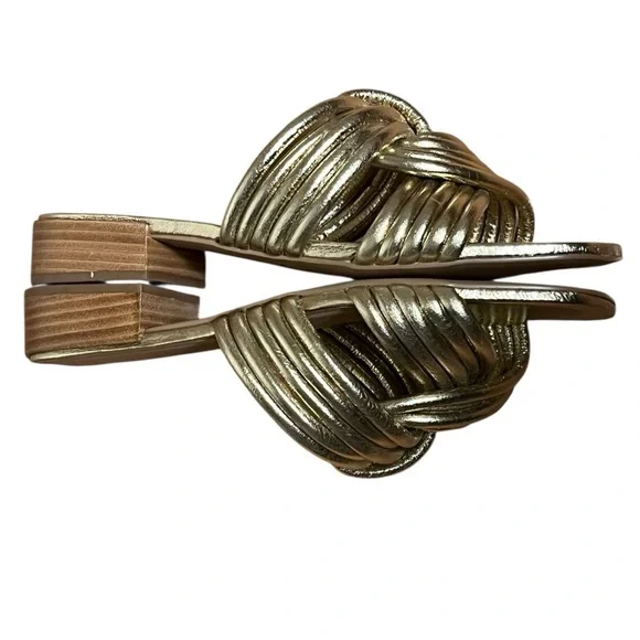 Cecelia New York Liv Metallic Knot Detail Block Heel Slide Sandals — Size 8 - Picture 5 of 13